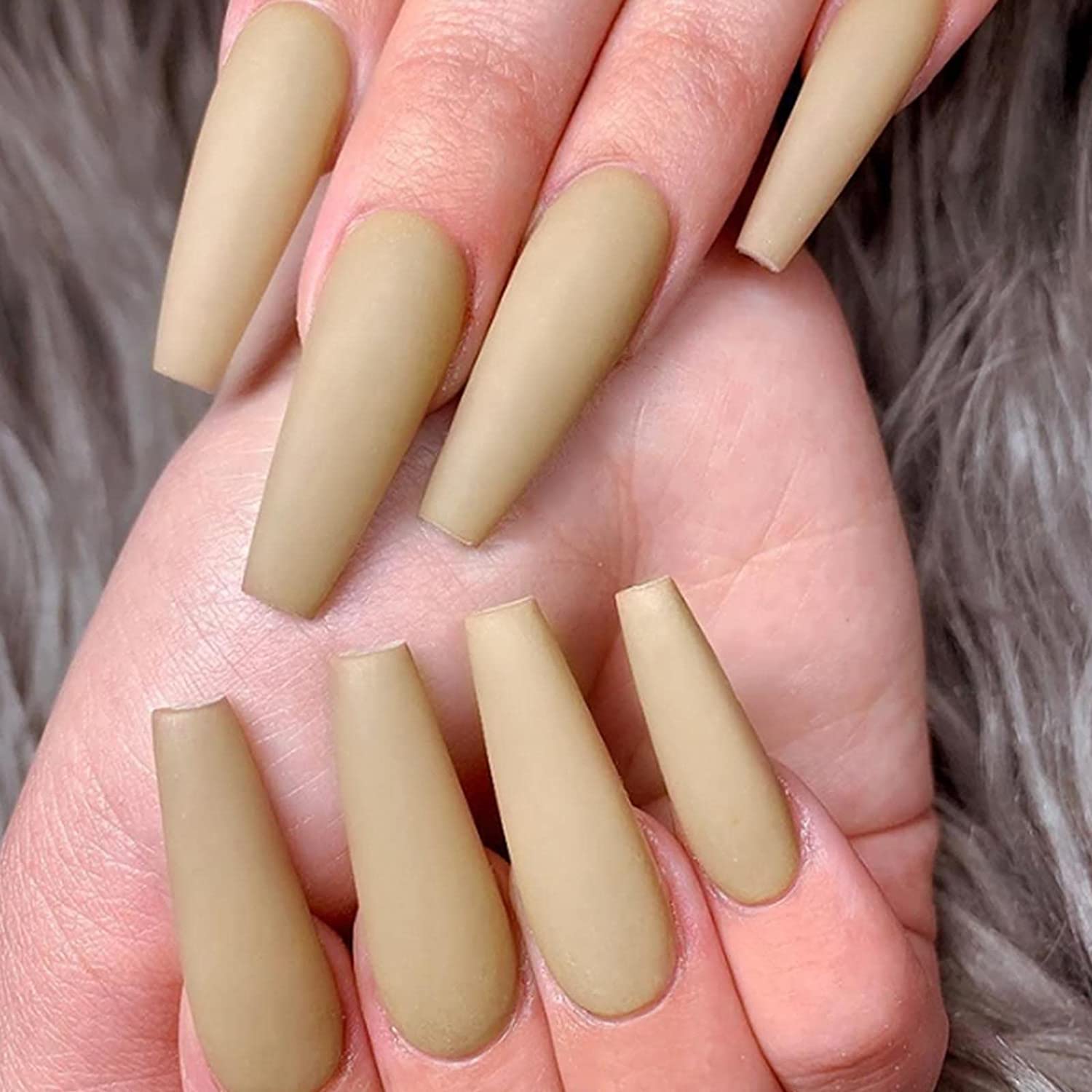 Brown Press On Nails Matte Coffin Nail Kit - TGC Boutique - Press On Nails