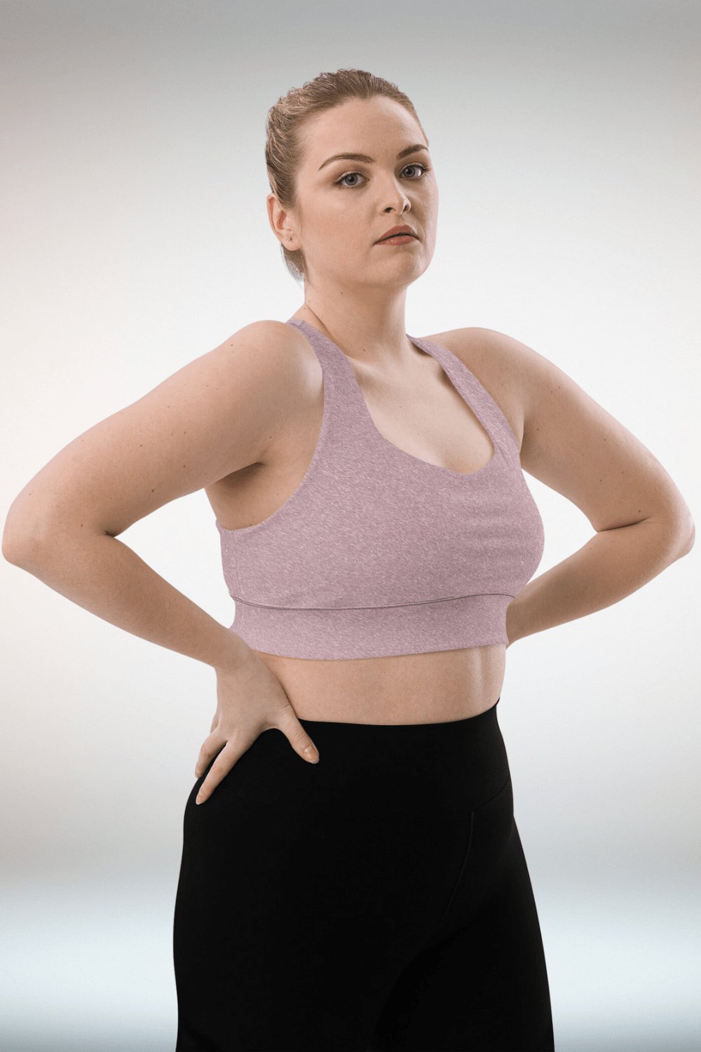 Brushed Pink Compression Longline Sports Bra - TGC Boutique - Sports Bra