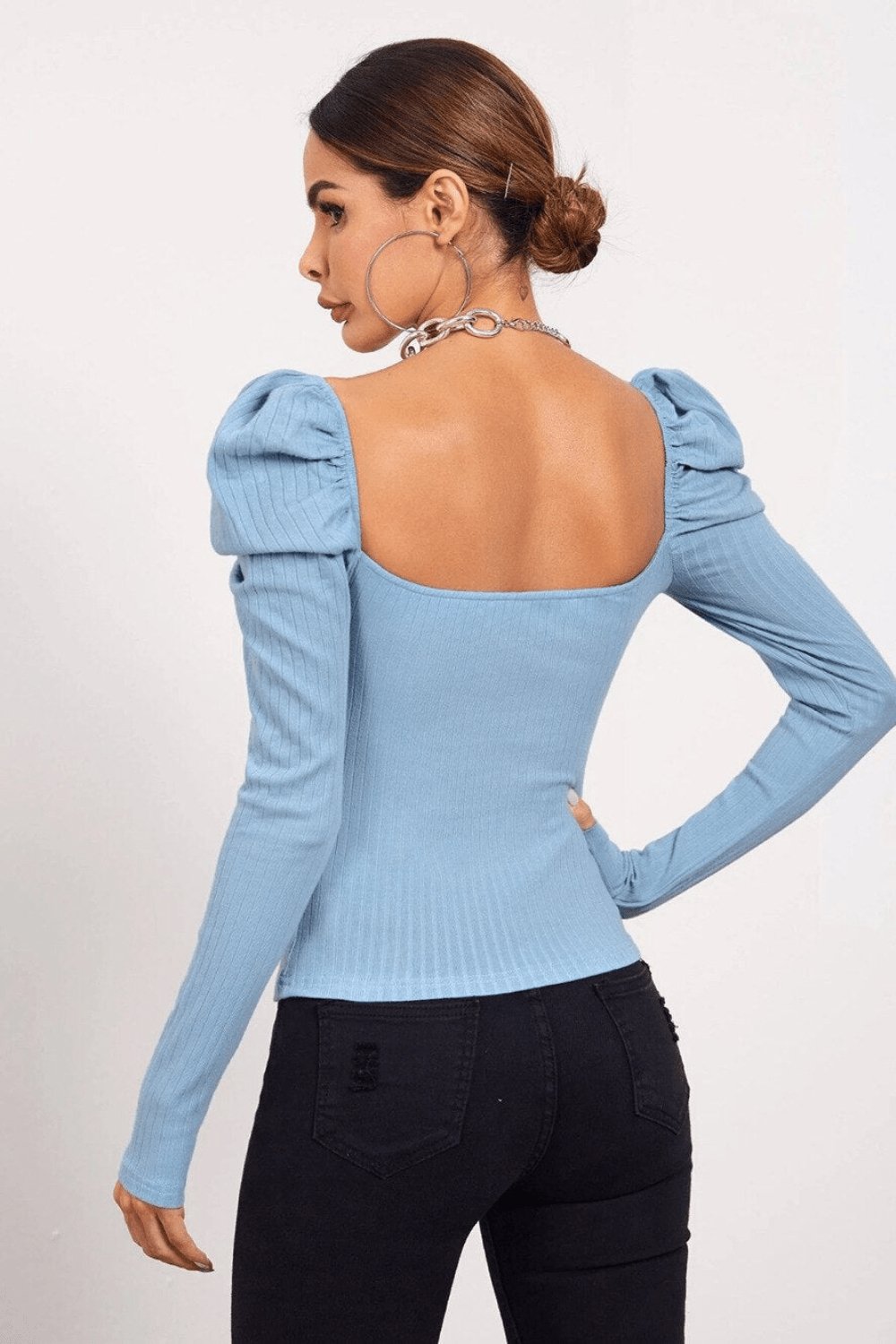Bustier Fit Long Puff Sleeve Top - TGC Boutique - Top