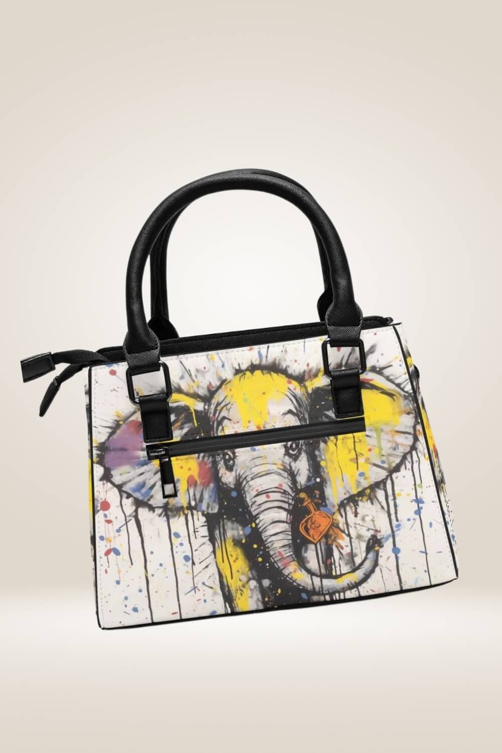 Cartoon Elephant Spray Paint White Satchel Bag - TGC Boutique - Satchel Handbag