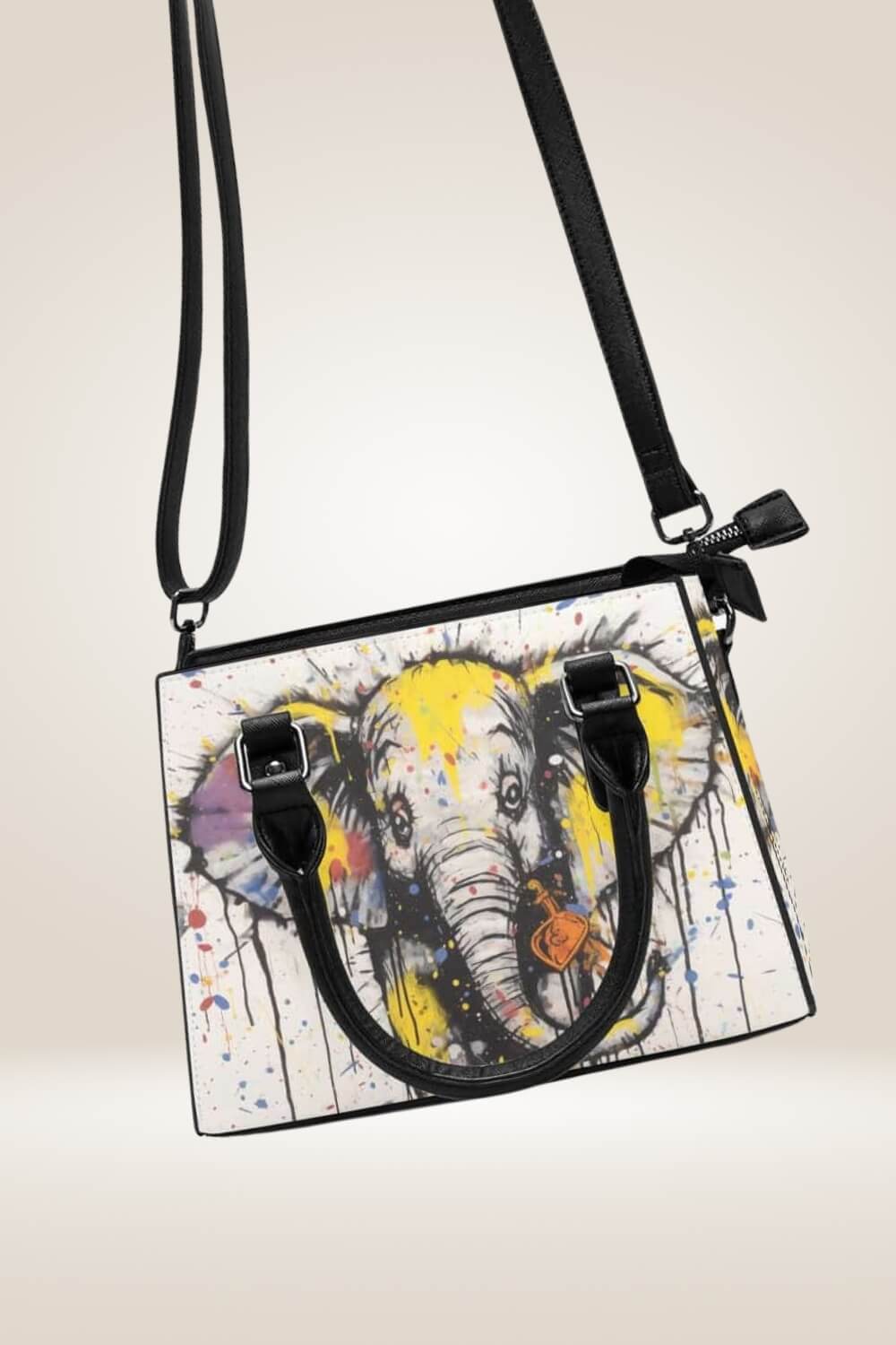 Cartoon Elephant Spray Paint White Satchel Bag - TGC Boutique - Satchel Handbag