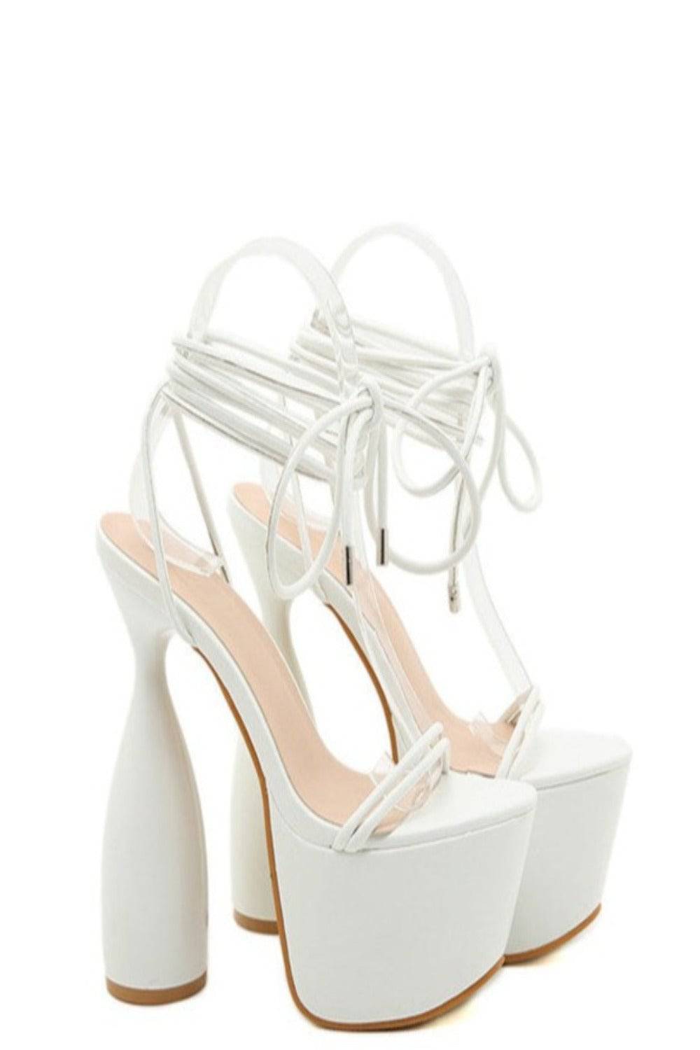 Chucky Platform High Heel Sandals In White - TGC Boutique - Shoes