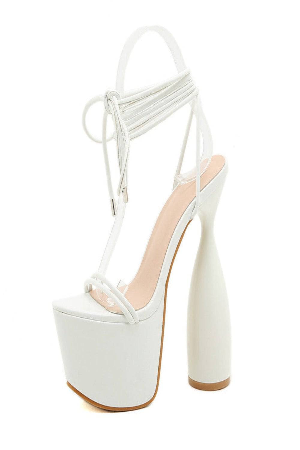 Chucky Platform High Heel Sandals In White - TGC Boutique - Shoes