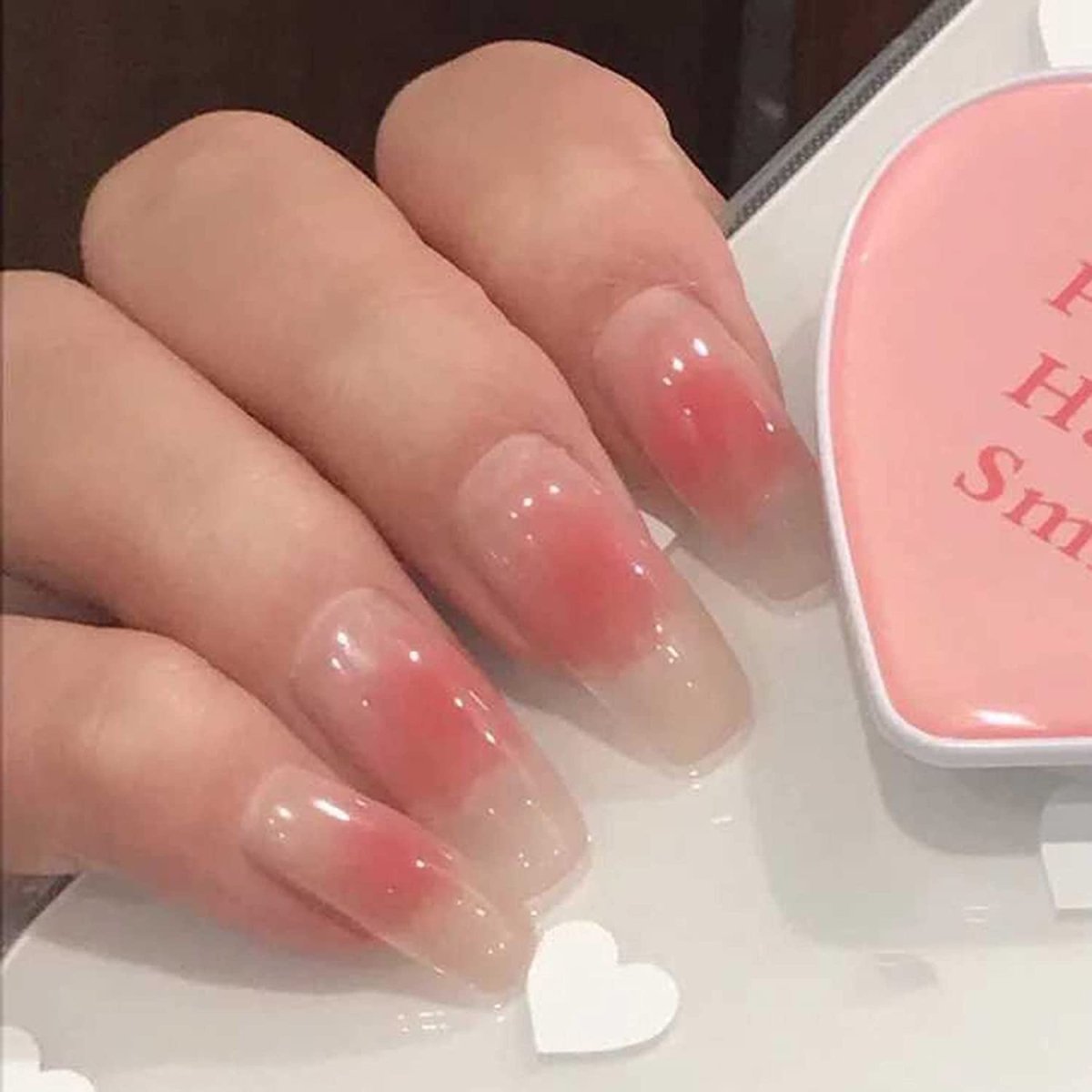 Clear Press On Nails Red French Glossy Coffin Blue Nail Kit - TGC Boutique - Press On Nails