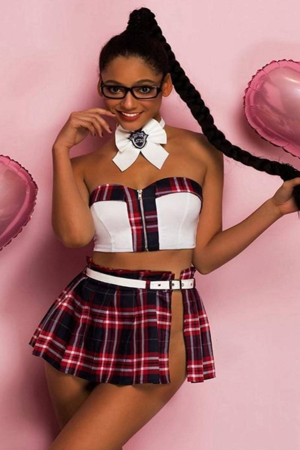 College Girl Cosplay Costume Top & Mini Skirt Two Piece Set - TGC Boutique - School Girl Costume