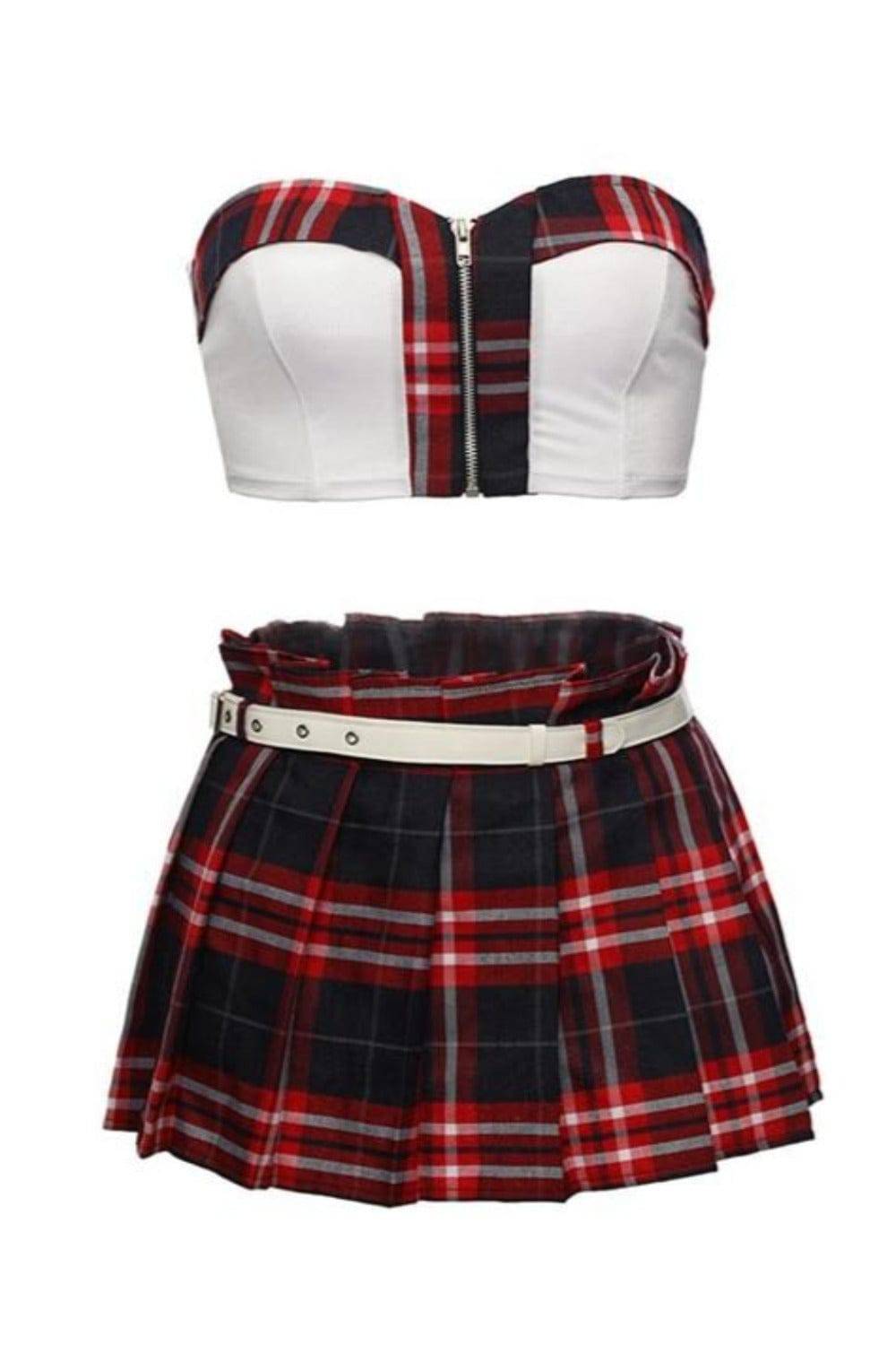 College Girl Cosplay Costume Top & Mini Skirt Two Piece Set - TGC Boutique - School Girl Costume