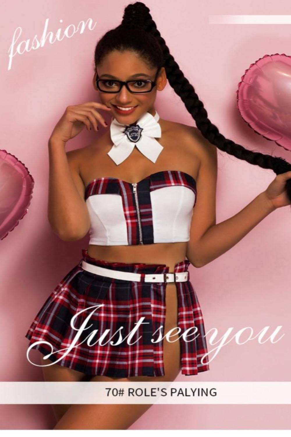 College Girl Cosplay Costume Top & Mini Skirt Two Piece Set - TGC Boutique - School Girl Costume