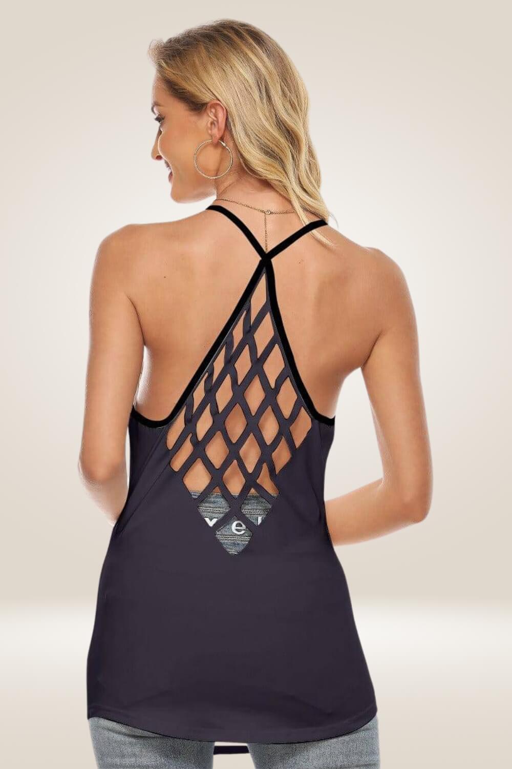 Colorful Skull Open Back Black Tank Top - TGC Boutique - Tank Top