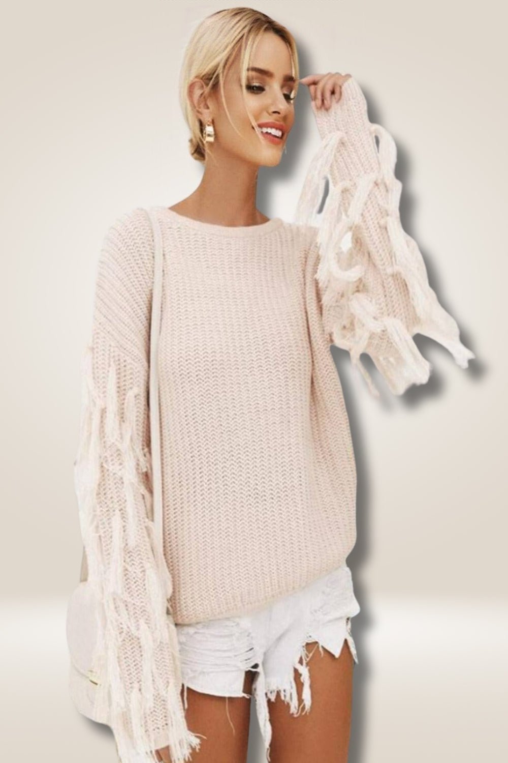 Comfy Fringe Knit Pink Sweater - TGC Boutique - Sweaters