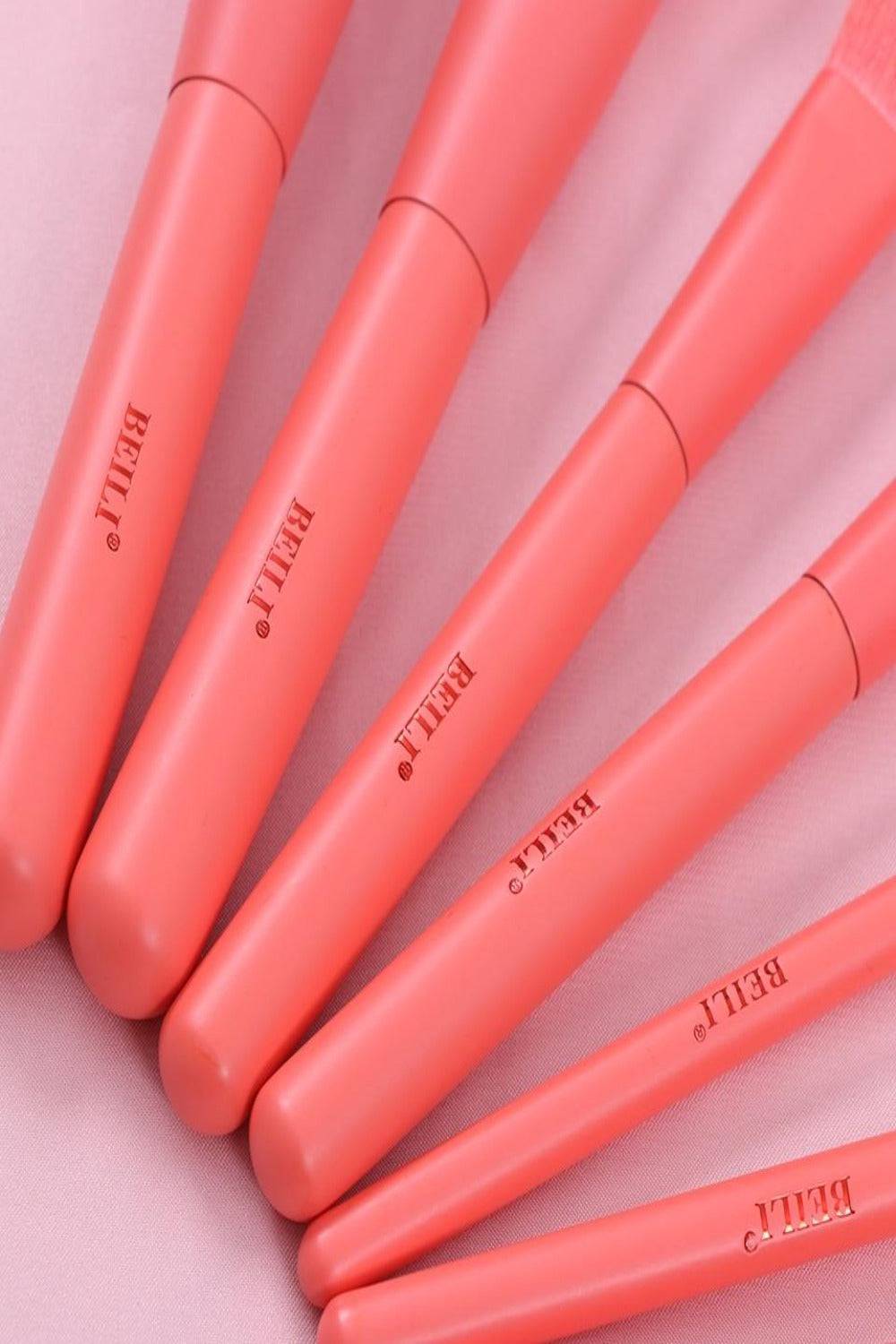 Coral Pink Vegan Nano Wool Fiber Makeup Brush Set - 15 Pcs - TGC Boutique - Makeup Brush Set