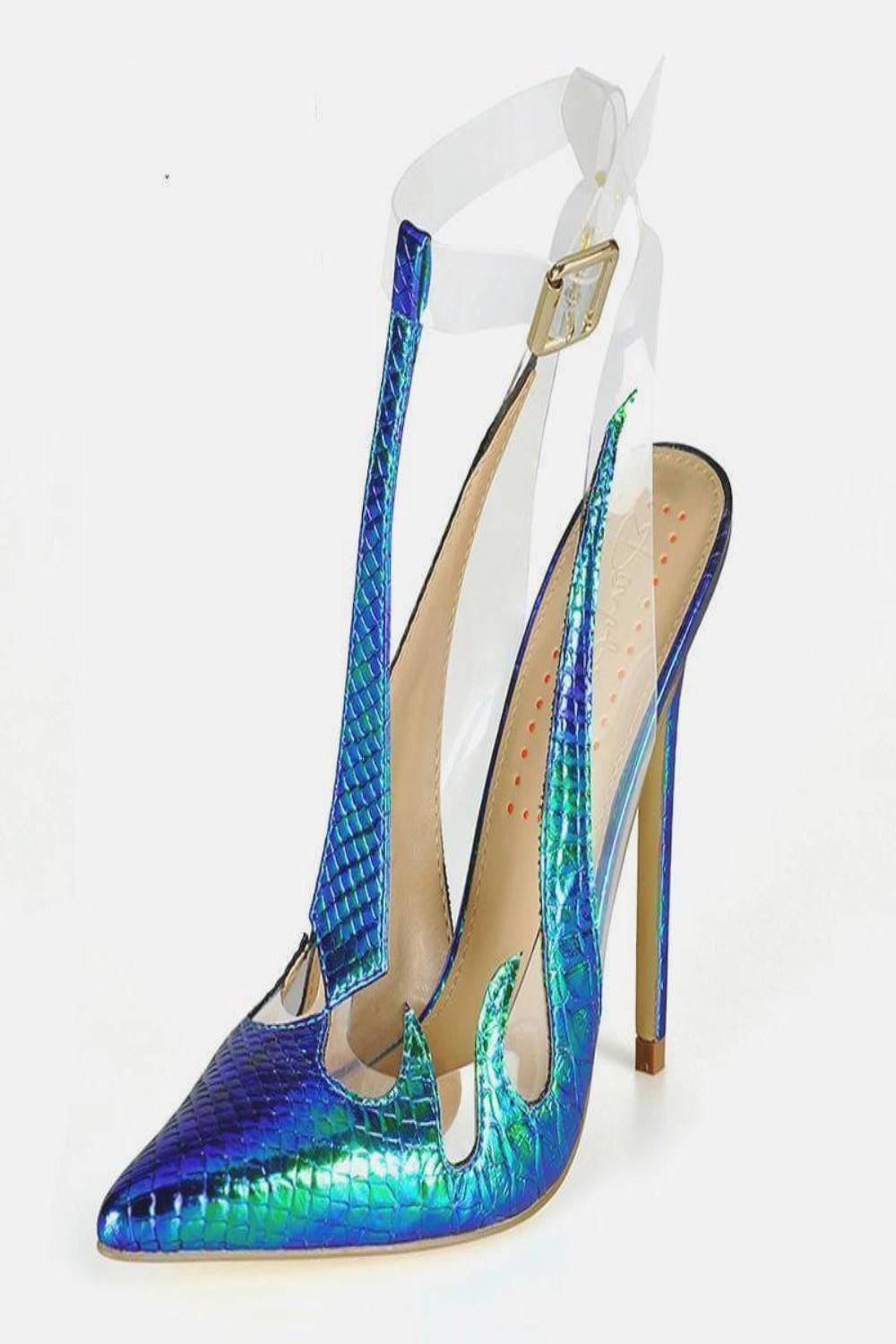 Don't Put The Fire Out Pointed Toe iridescent Heels - TGC Boutique - Shoes