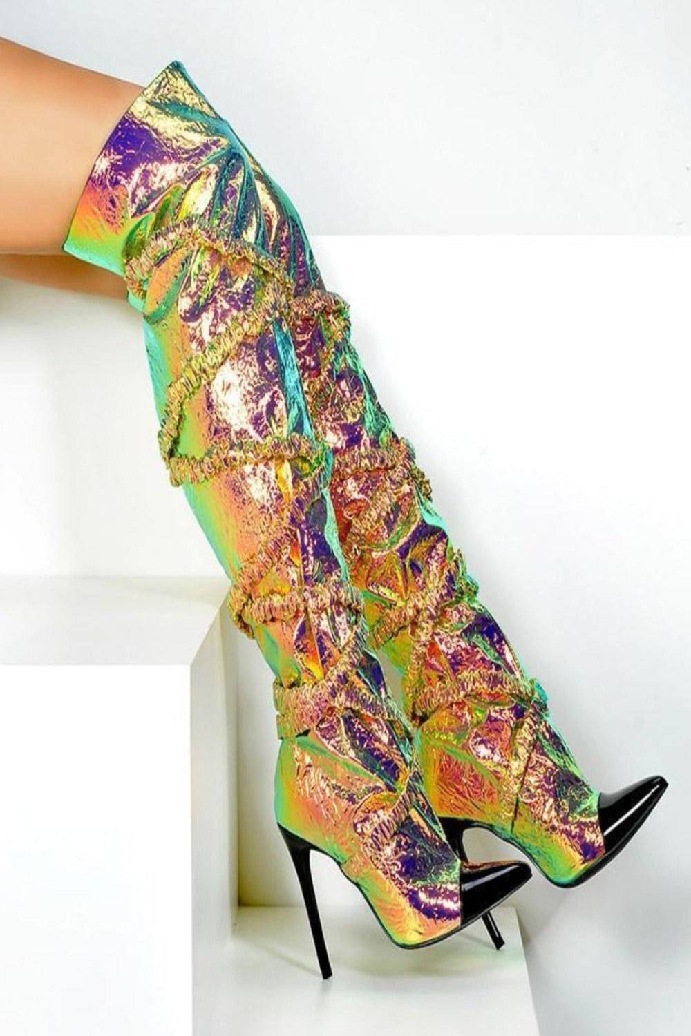 Dream Land Metallic Knee High Gold Boots - TGC Boutique - Gold Boots