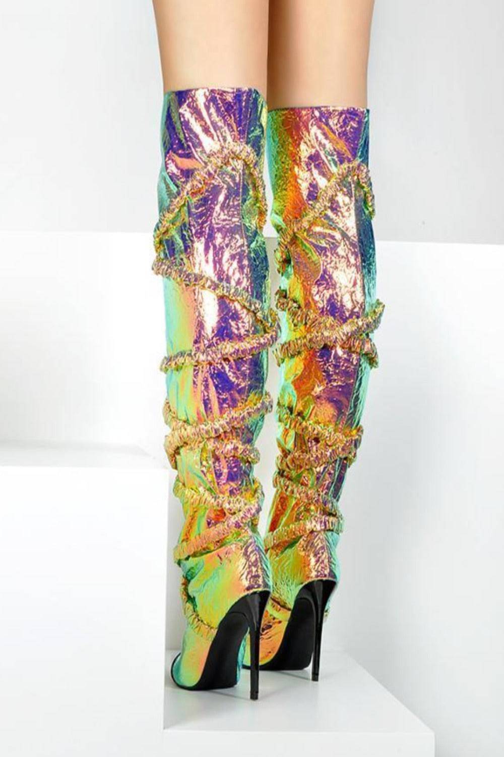 Dream Land Metallic Knee High Gold Boots - TGC Boutique - Gold Boots