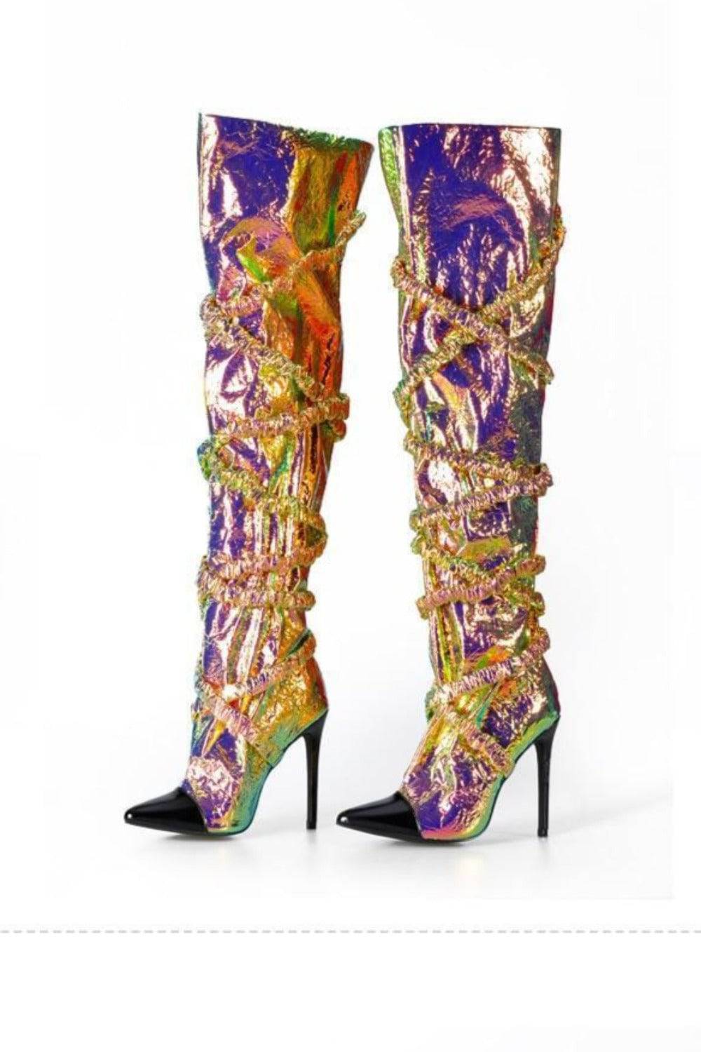Dream Land Metallic Knee High Gold Boots - TGC Boutique - Gold Boots