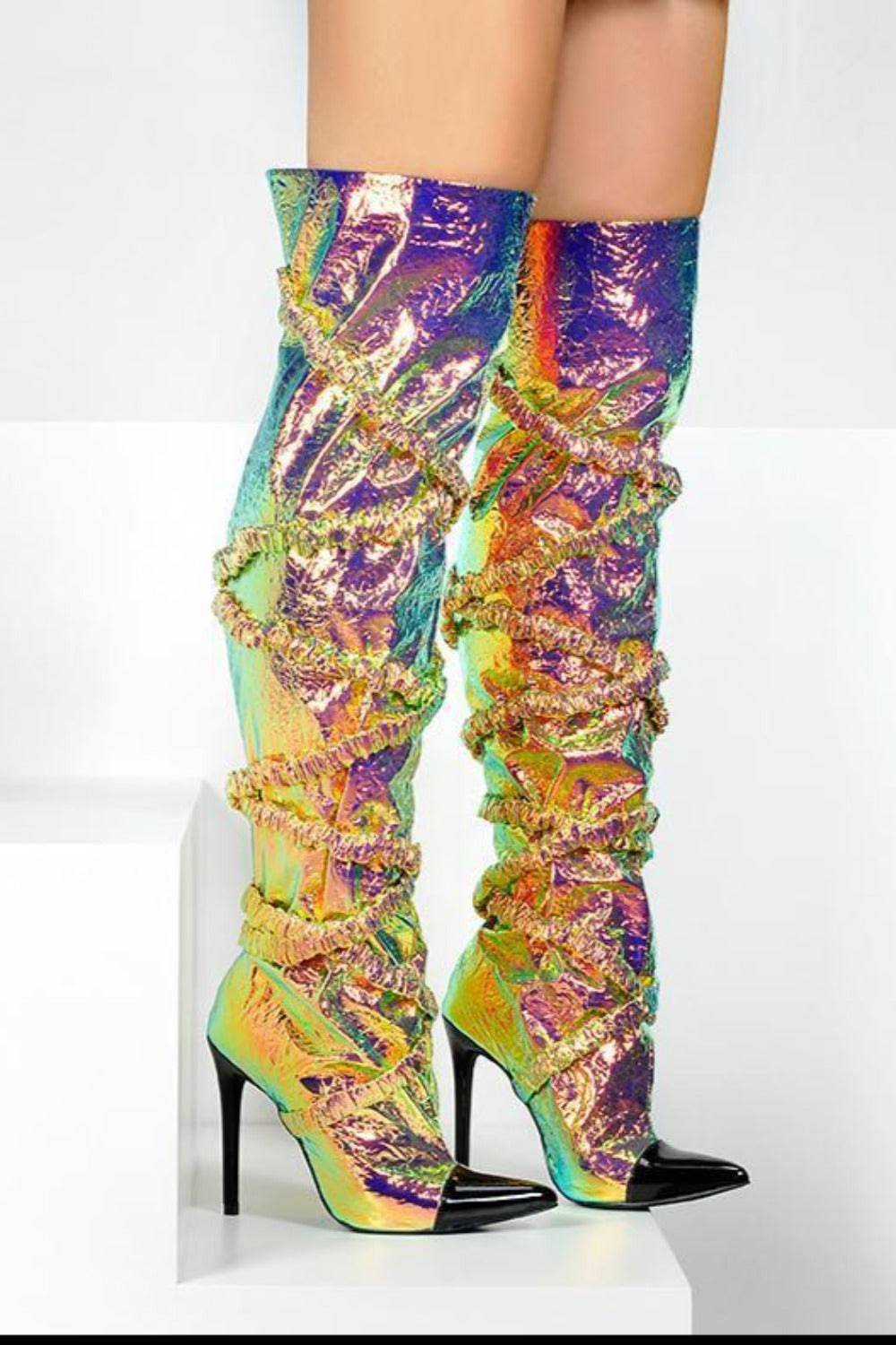 Dream Land Metallic Knee High Gold Boots - TGC Boutique - Gold Boots