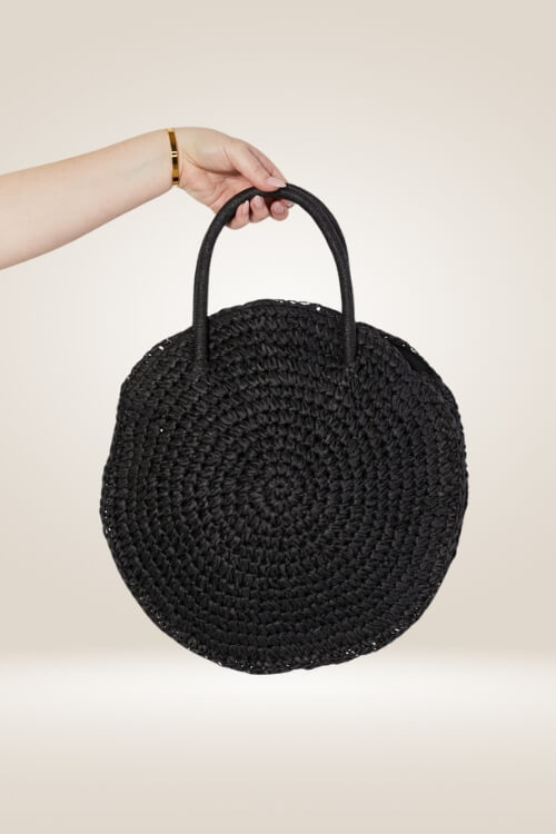 Eco Chic Black Straw Rattan Handbag - TGC Boutique - Handbags