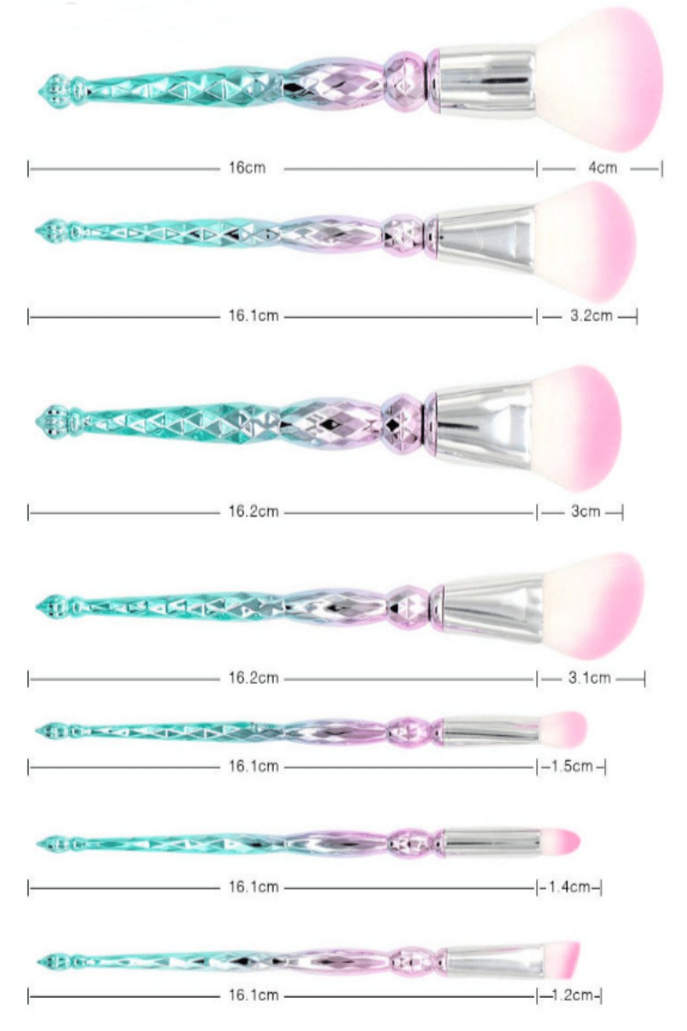 Emerald Diamond Makeup Brush Set - 7 Pack - TGC Boutique - Makeup Brush Set