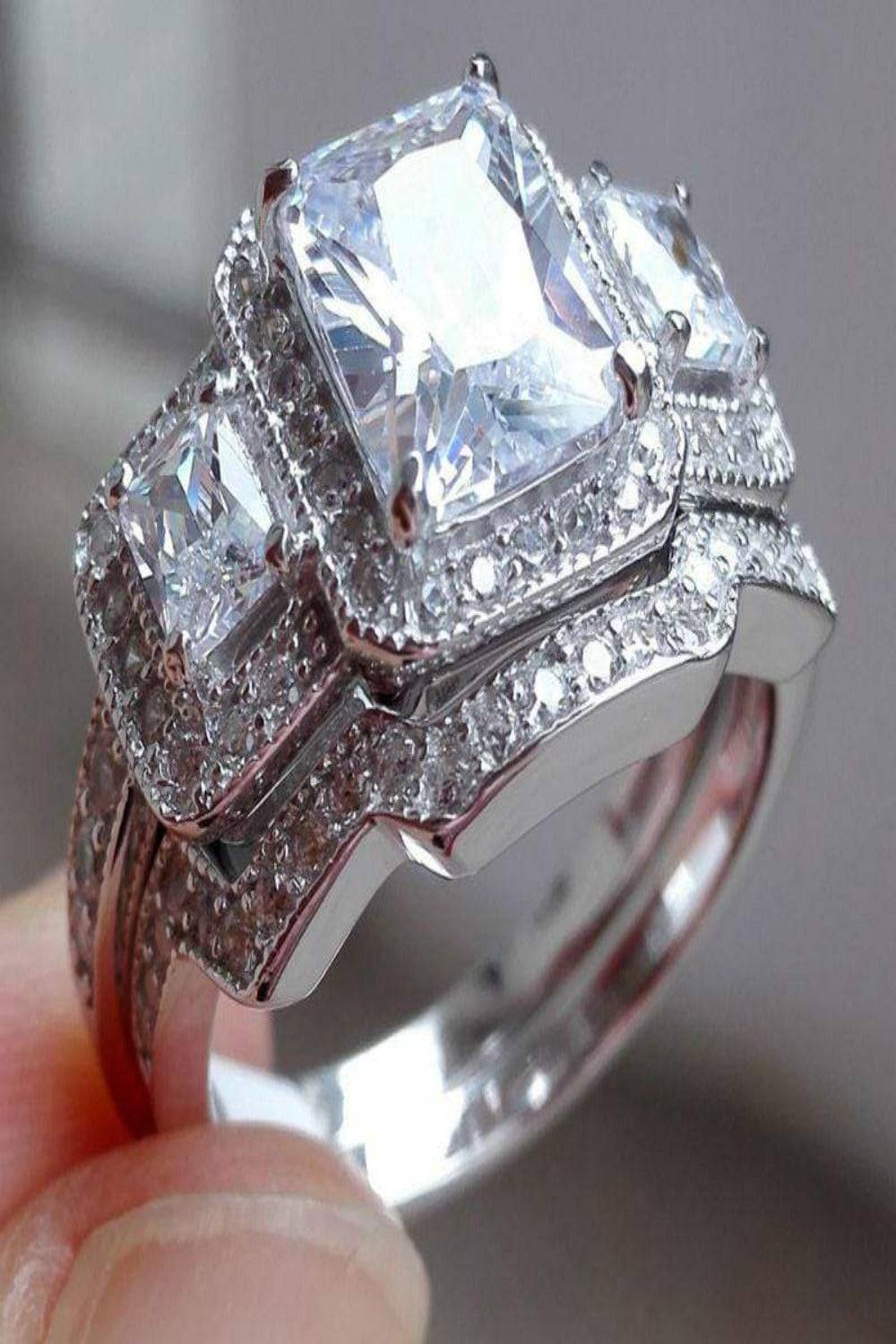 Enchanted Sterling Silver Engagement Ring Set - TGC Boutique -