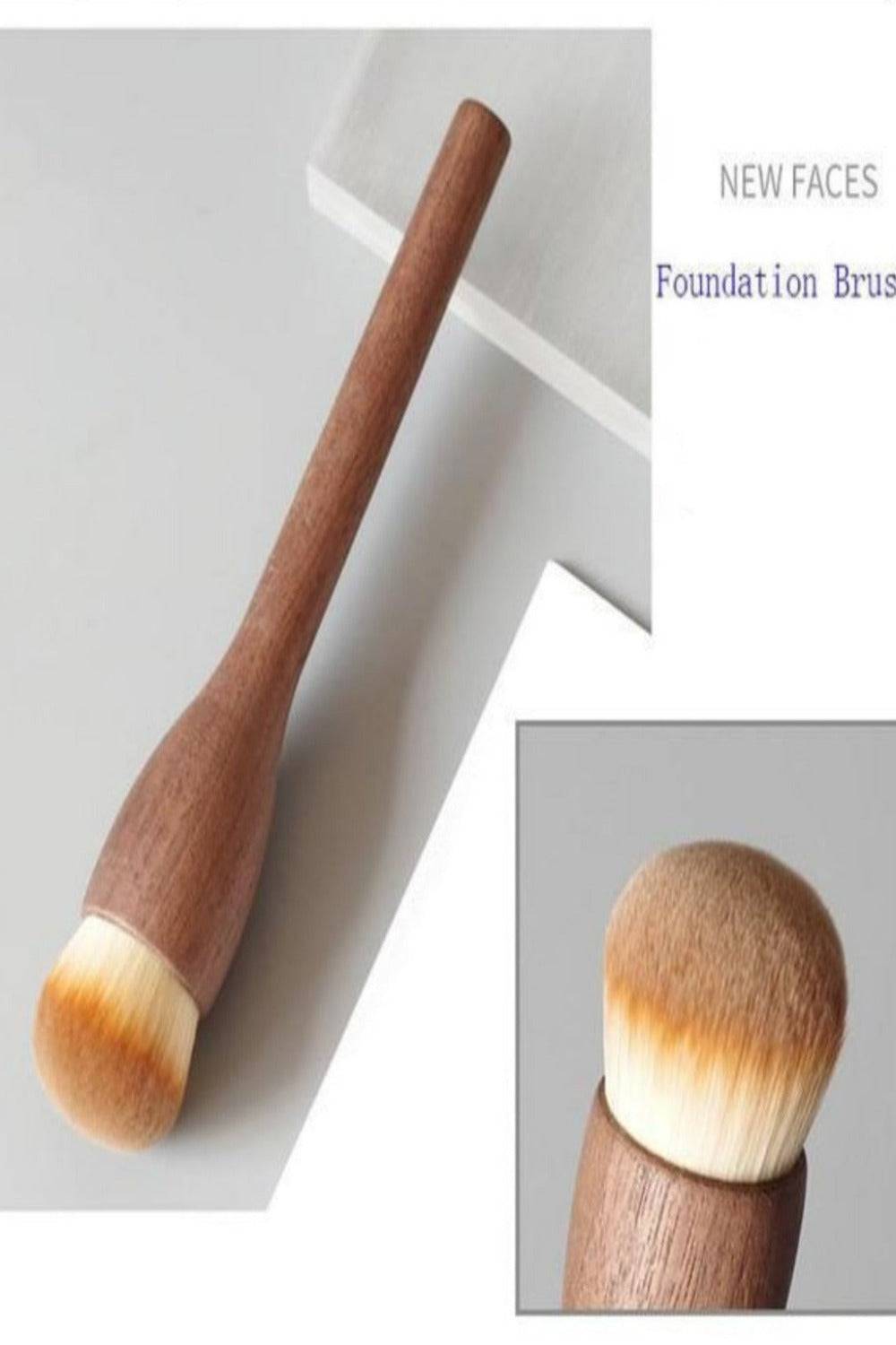 European Vintage Wood Loose Powder Makeup Brush Set - TGC Boutique - Makeup Brush Set