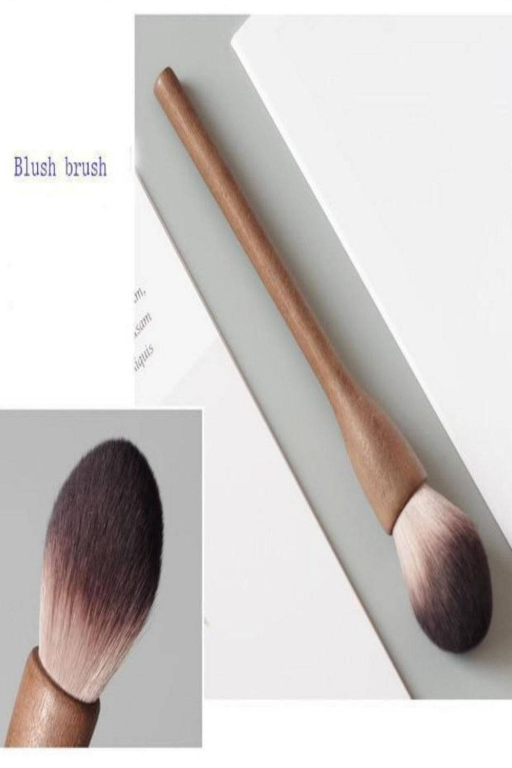 European Vintage Wood Loose Powder Makeup Brush Set - TGC Boutique - Makeup Brush Set