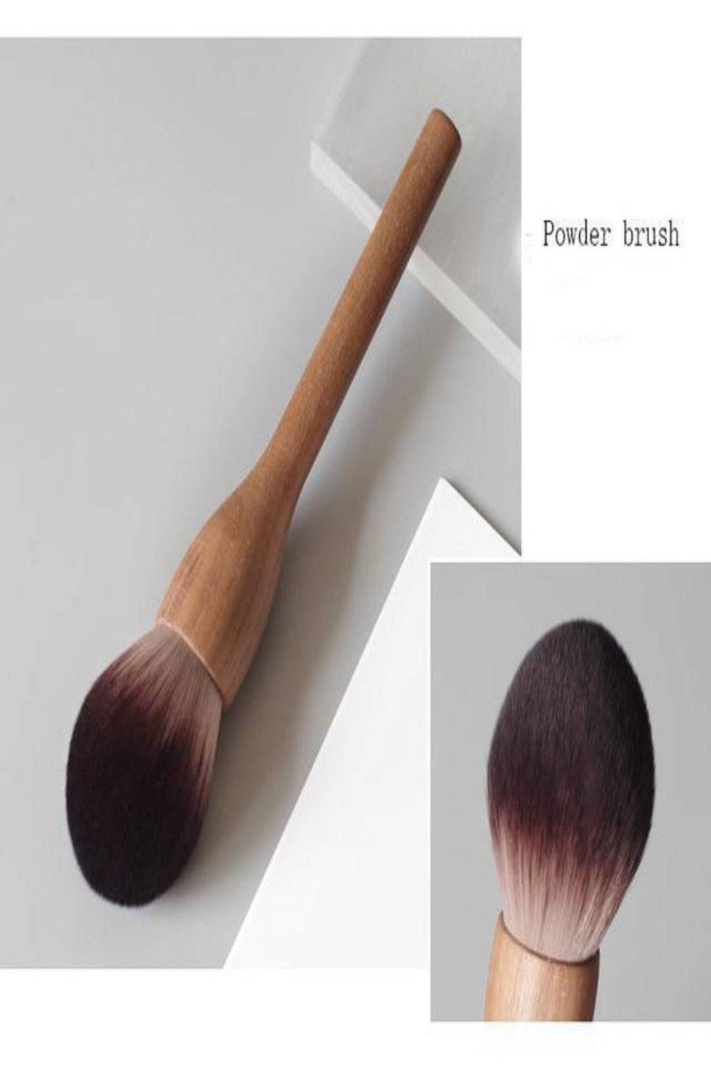 European Vintage Wood Loose Powder Makeup Brush Set - TGC Boutique - Makeup Brush Set