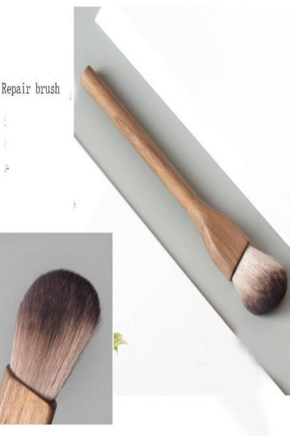 European Vintage Wood Loose Powder Makeup Brush Set - TGC Boutique - Makeup Brush Set