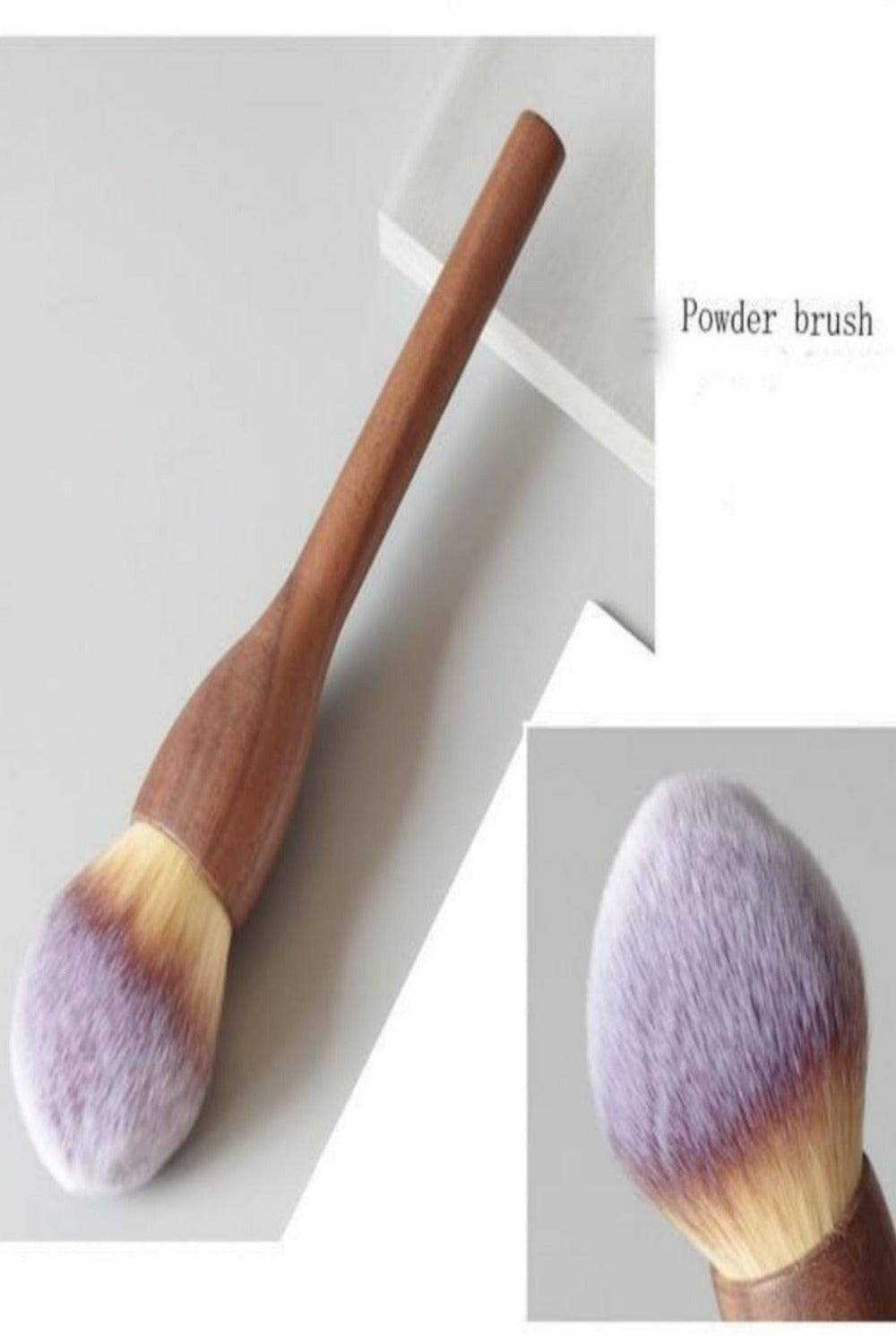 European Vintage Wood Loose Powder Makeup Brush Set - TGC Boutique - Makeup Brush Set