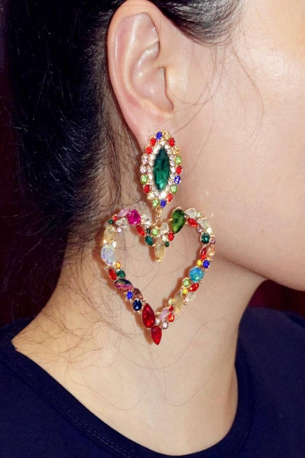 Fashion Statement Heart Shaped Dangle Earrings - TGC Boutique - Dangle Earrings