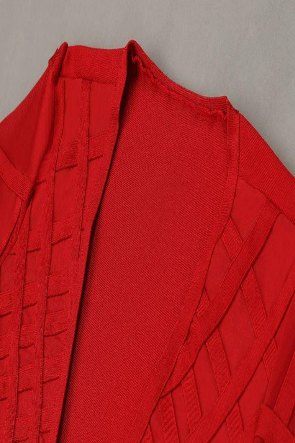 Feather Long Sleeve 2 Piece Red Jumpsuit Set - TGC Boutique - 2 Piece Set