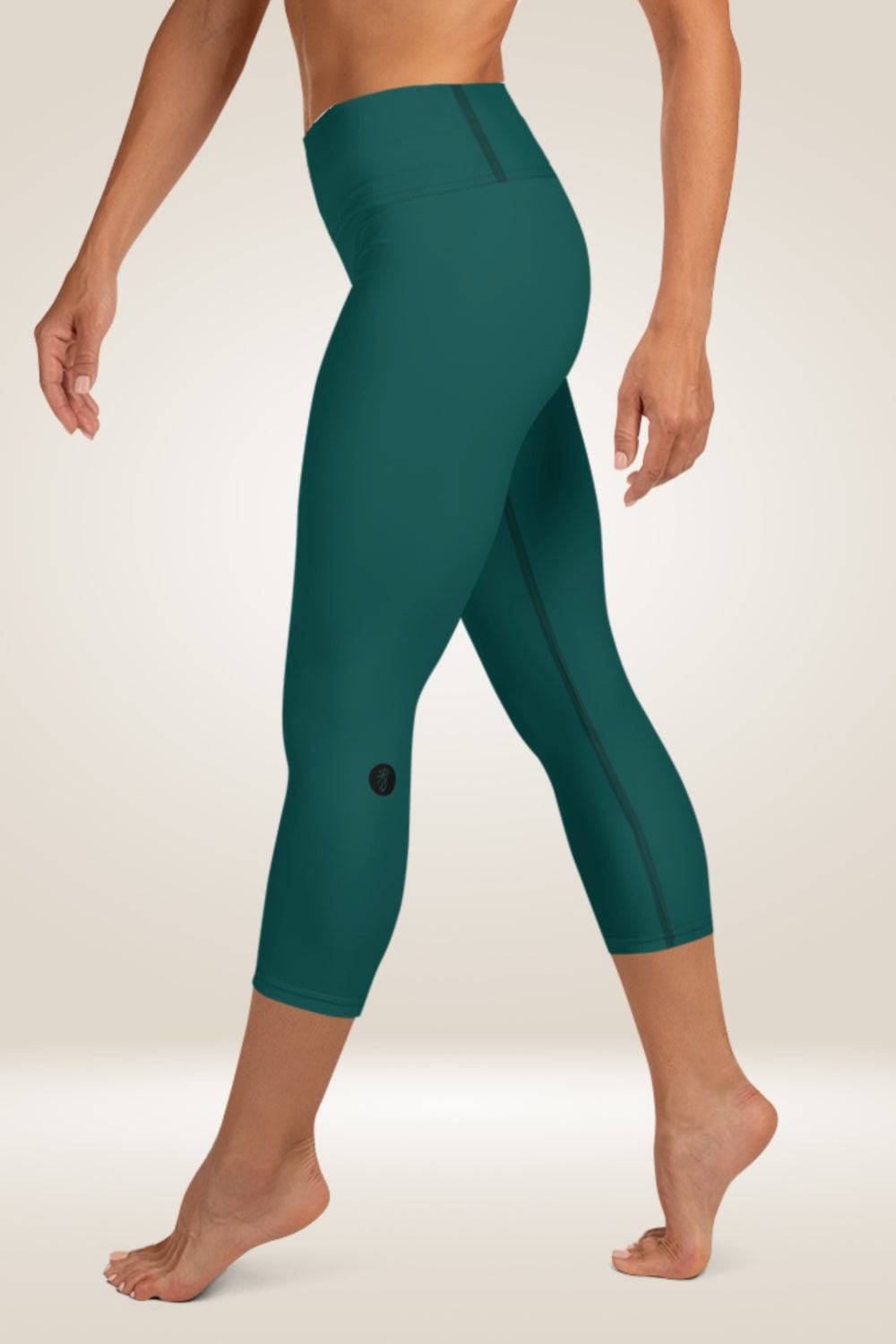 Forest Green High Waist Yoga Capri Leggings - TGC Boutique - Leggings