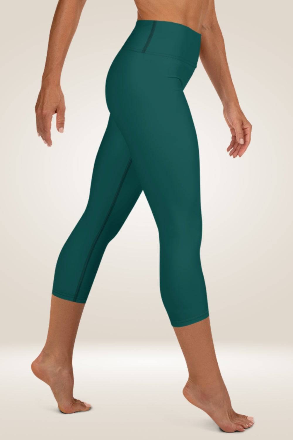 Forest Green High Waist Yoga Capri Leggings - TGC Boutique - Leggings