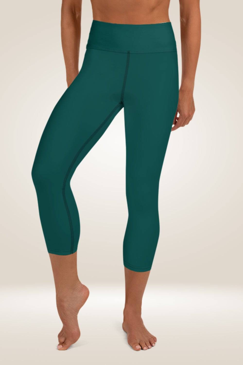 Forest Green High Waist Yoga Capri Leggings - TGC Boutique - Leggings