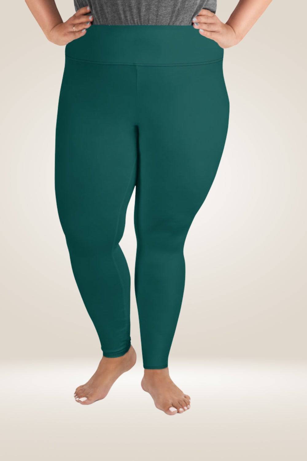 Forest Green High Waisted Plus Size Leggings - TGC Boutique -
