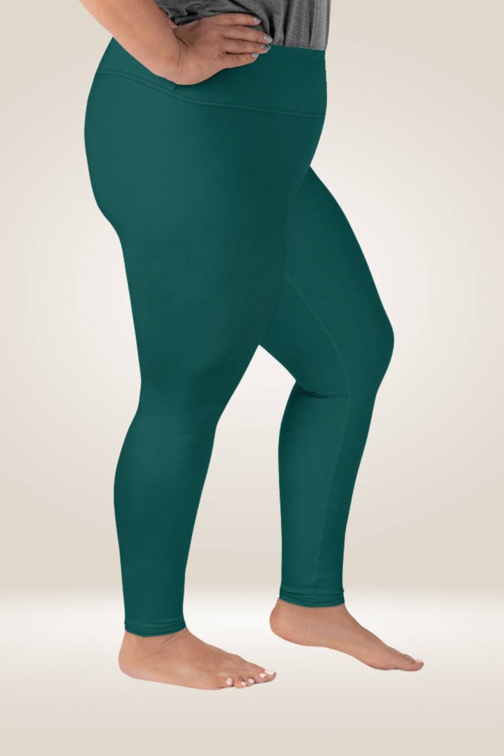 Forest Green High Waisted Plus Size Leggings - TGC Boutique -