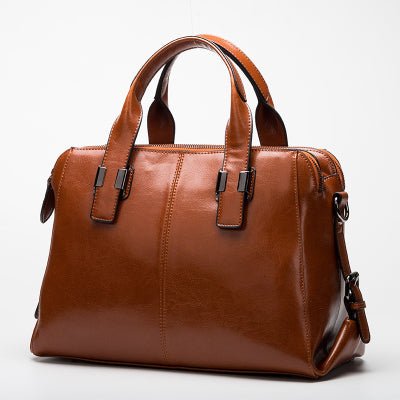 Genuine Cowhide Leather Brown Satchel bag - TGC Boutique - Handbags