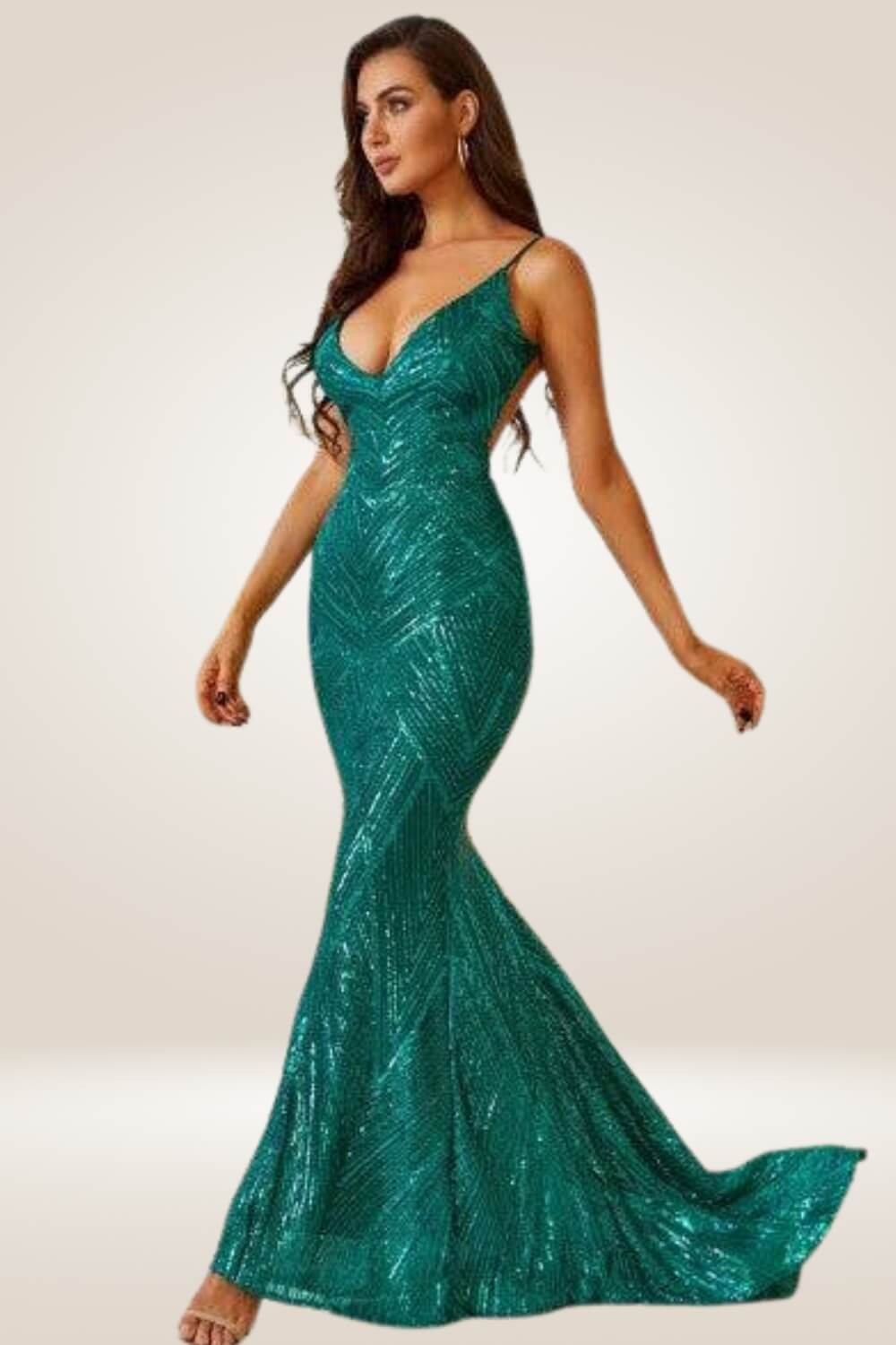 Geometric Sequin Green Maxi Dress - TGC Boutique - maxi dress