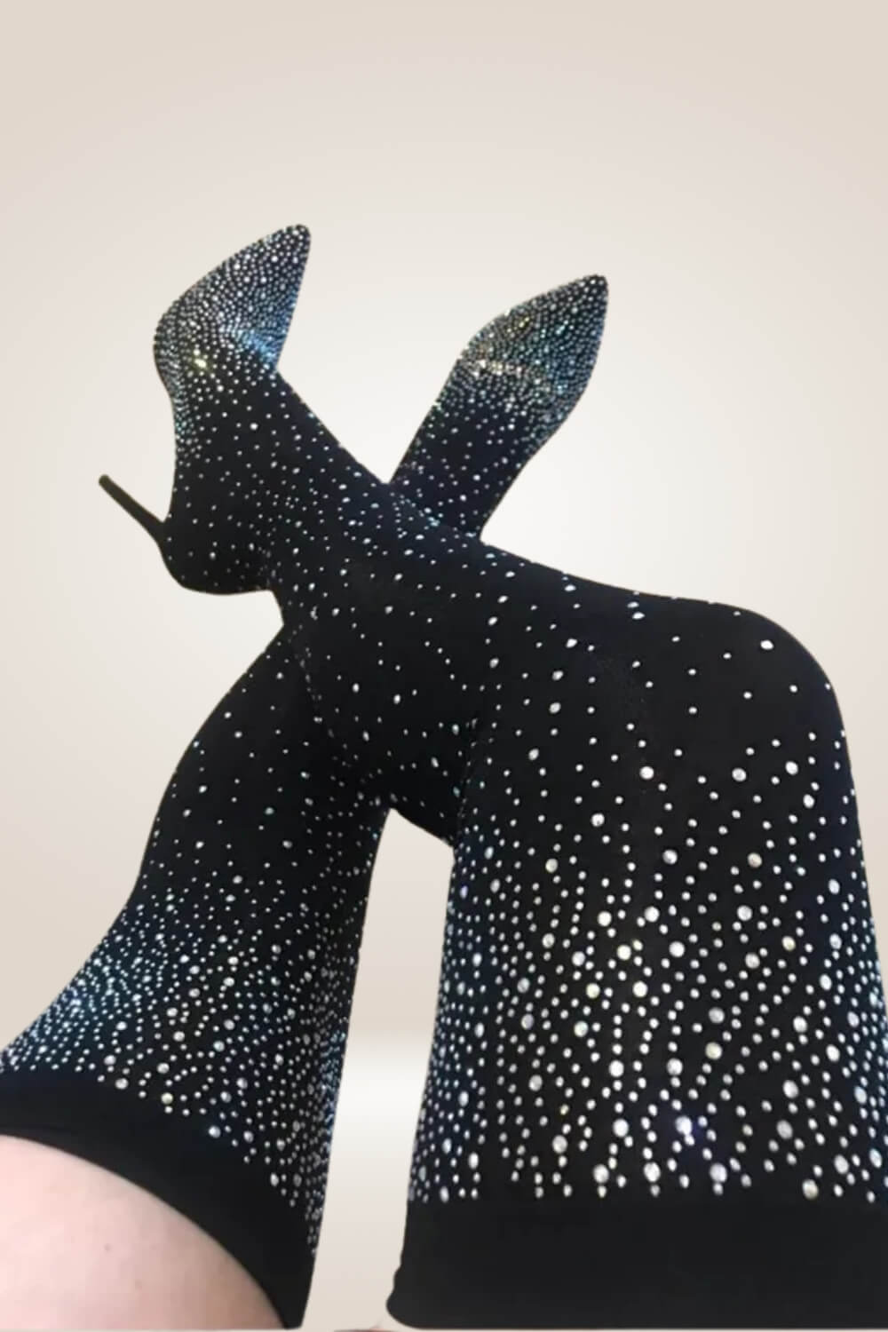 Glitter High Heels Black Over The Knee Boots - TGC Boutique - Boots