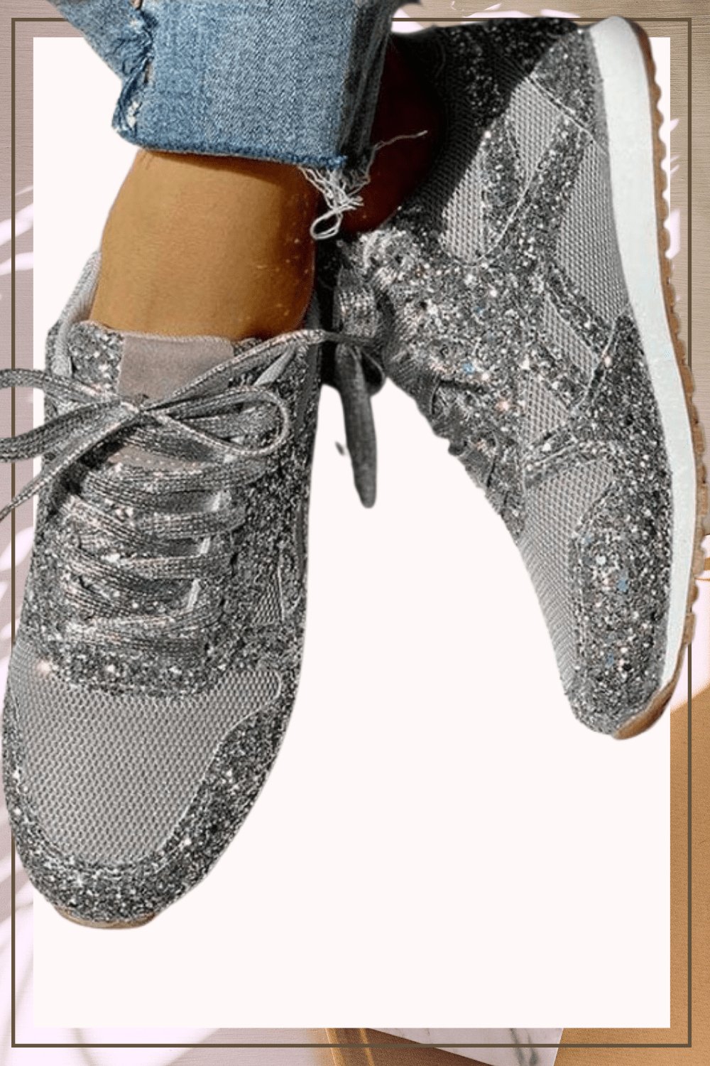 Glitter Me Up Flat Sparkly Lace Up Sneakers - TGC Boutique - Shoes
