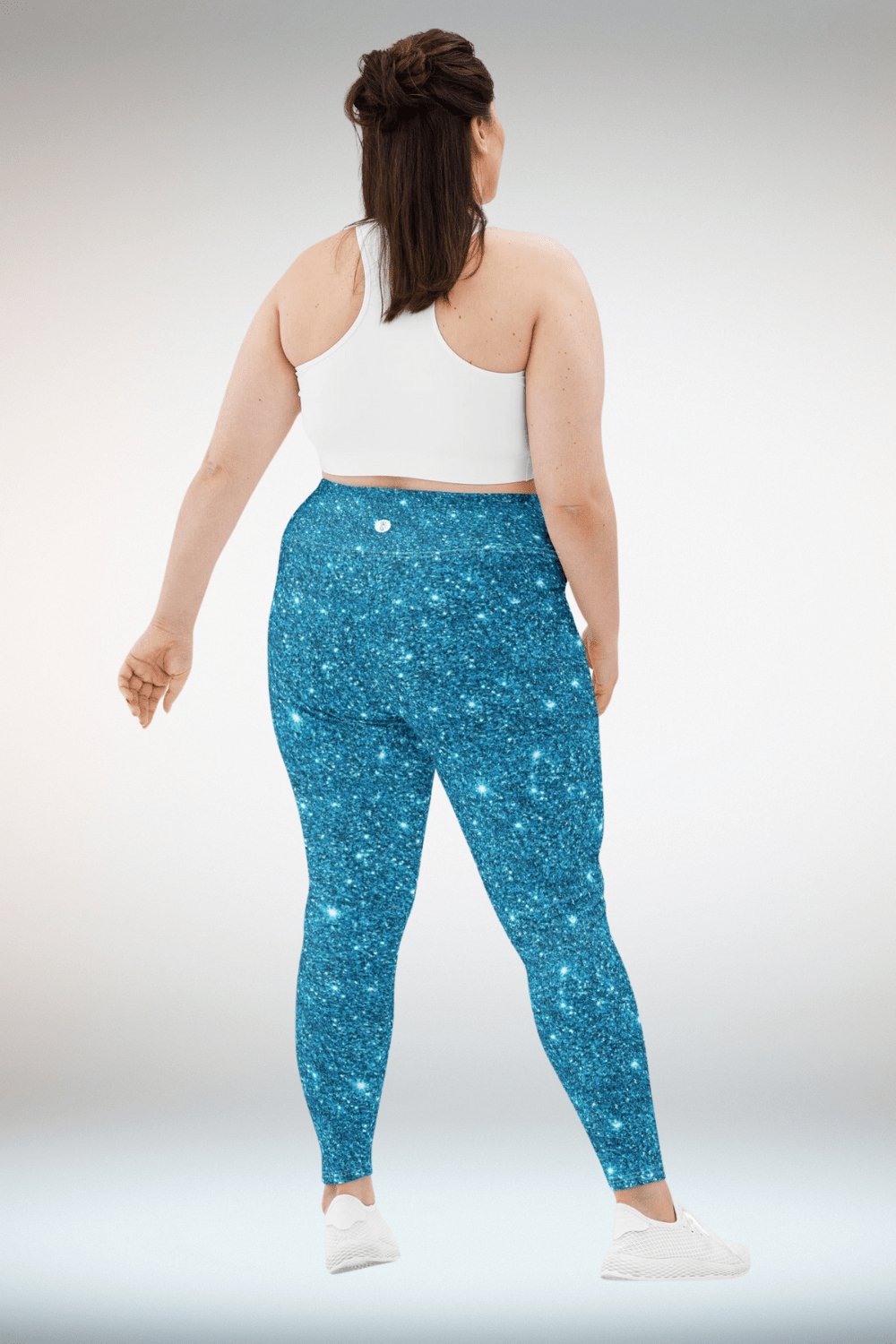 Glitter Print Blue Plus Size Leggings - TGC Boutique - Leggings