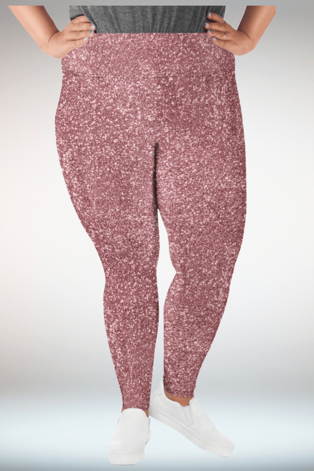 Glitter Print Blush Pink Plus Size Leggings - TGC Boutique - Leggings