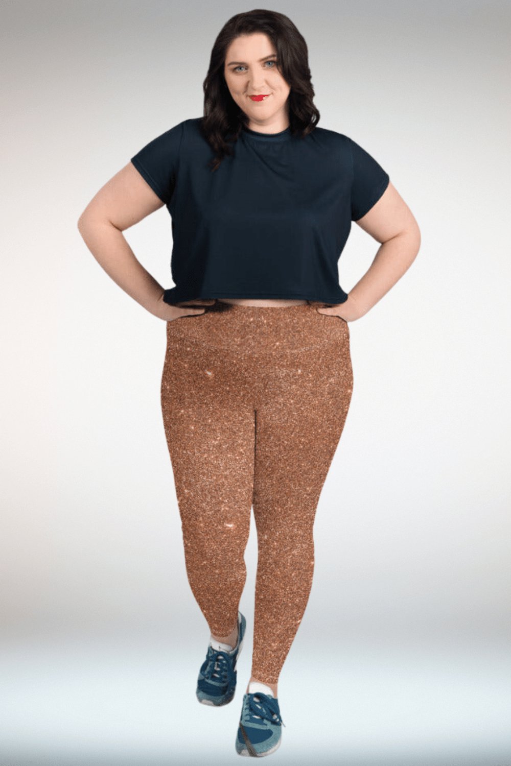 Glitter Print Brown Plus Size Leggings - TGC Boutique - Leggings