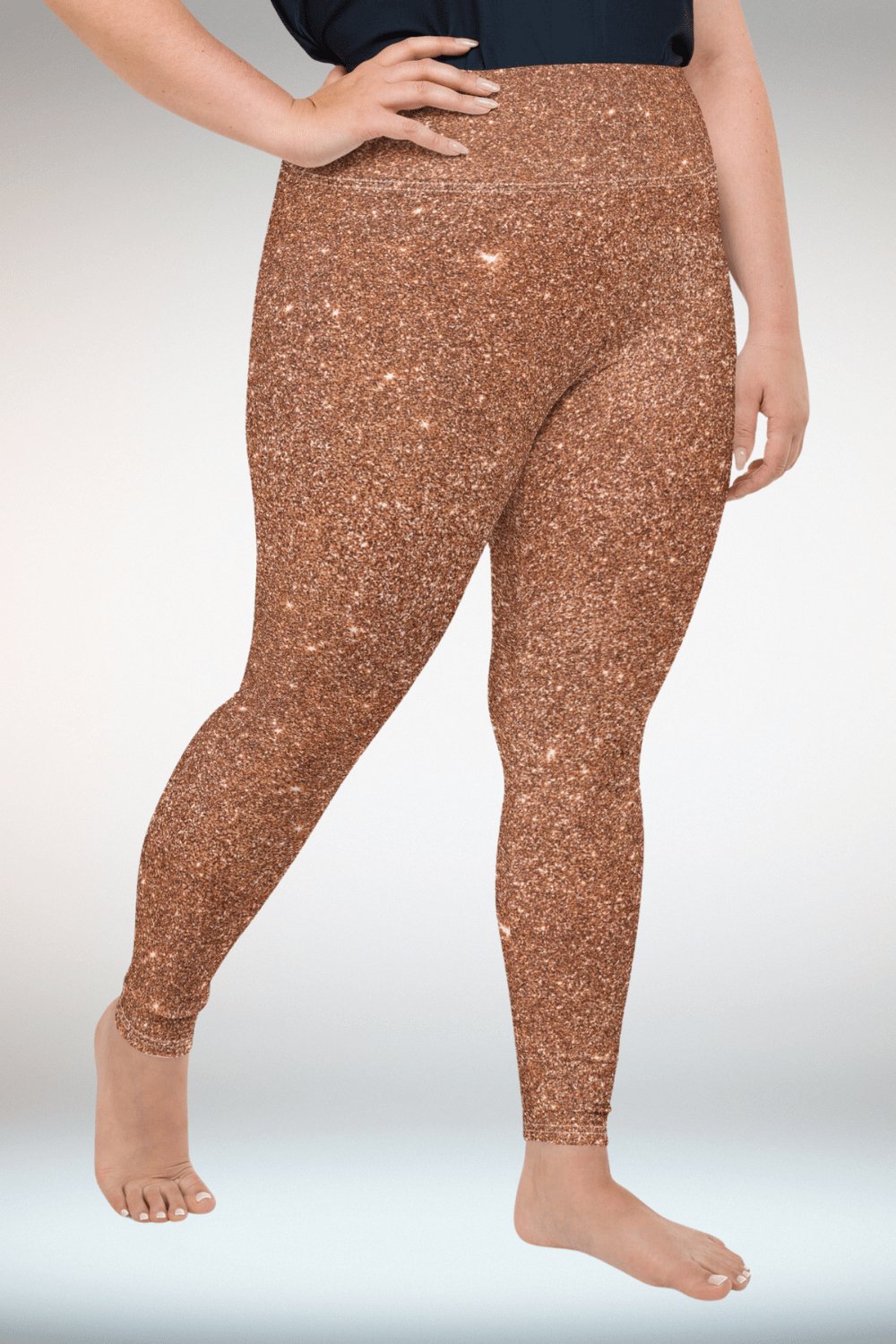 Glitter Print Brown Plus Size Leggings - TGC Boutique - Leggings