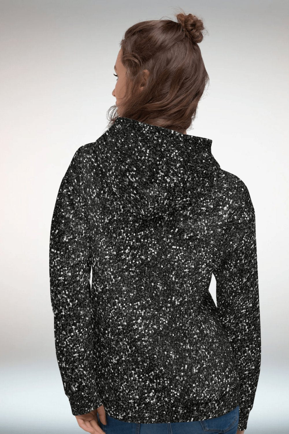 Glitter Print Oversized Black Hoodie - TGC Boutique - Hoodie