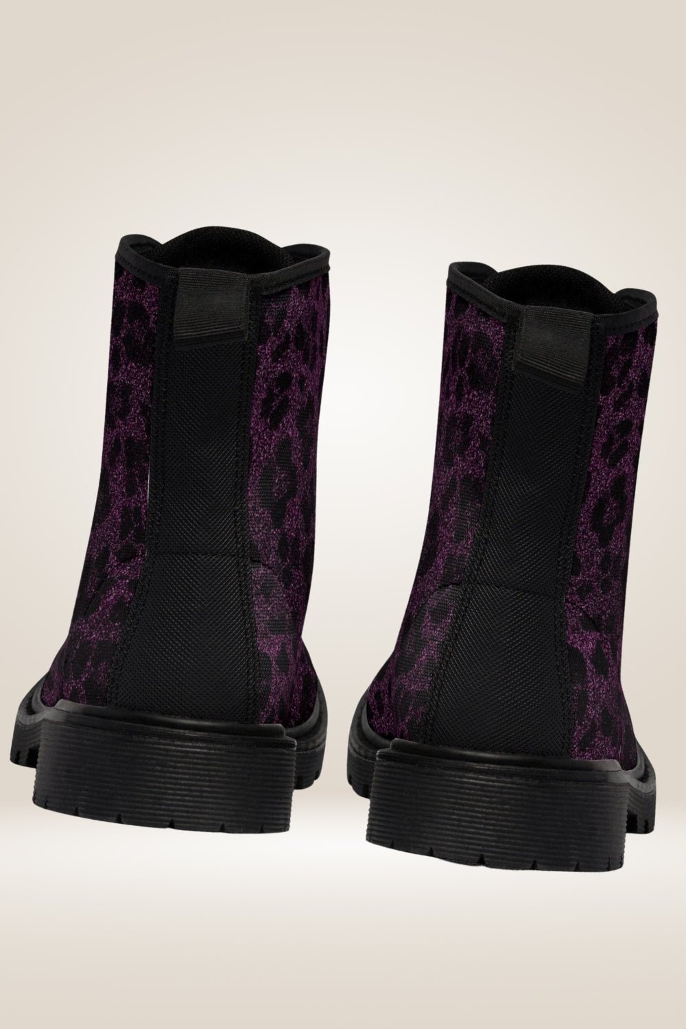 Glitter Print Purple Combat Boots - Black Sole - TGC Boutique - Combat Boots