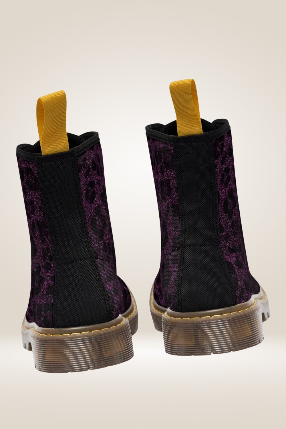 Glitter Print Purple Combat Boots - Brown Sole - TGC Boutique - Combat Boots
