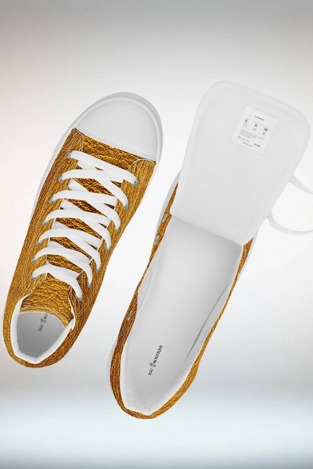 Gold High Top Canvas Shoes - TGC Boutique - Canvas Shoes