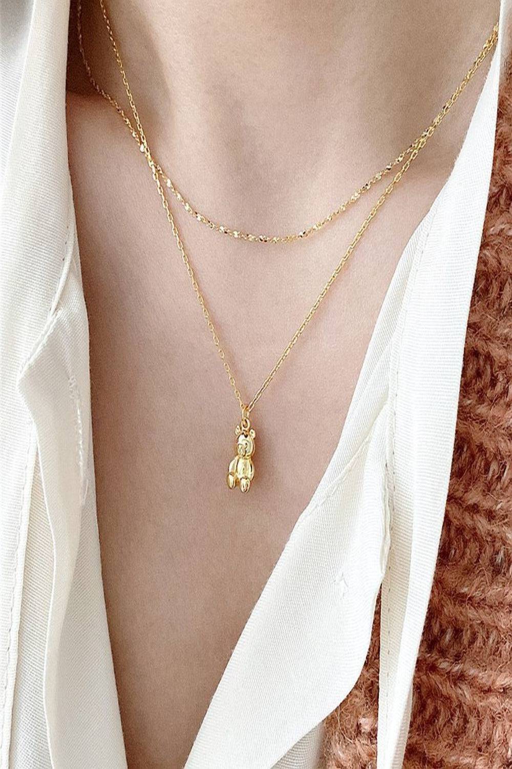 Gold Teddy Bear Charm Necklace - TGC Boutique - Gold Necklace