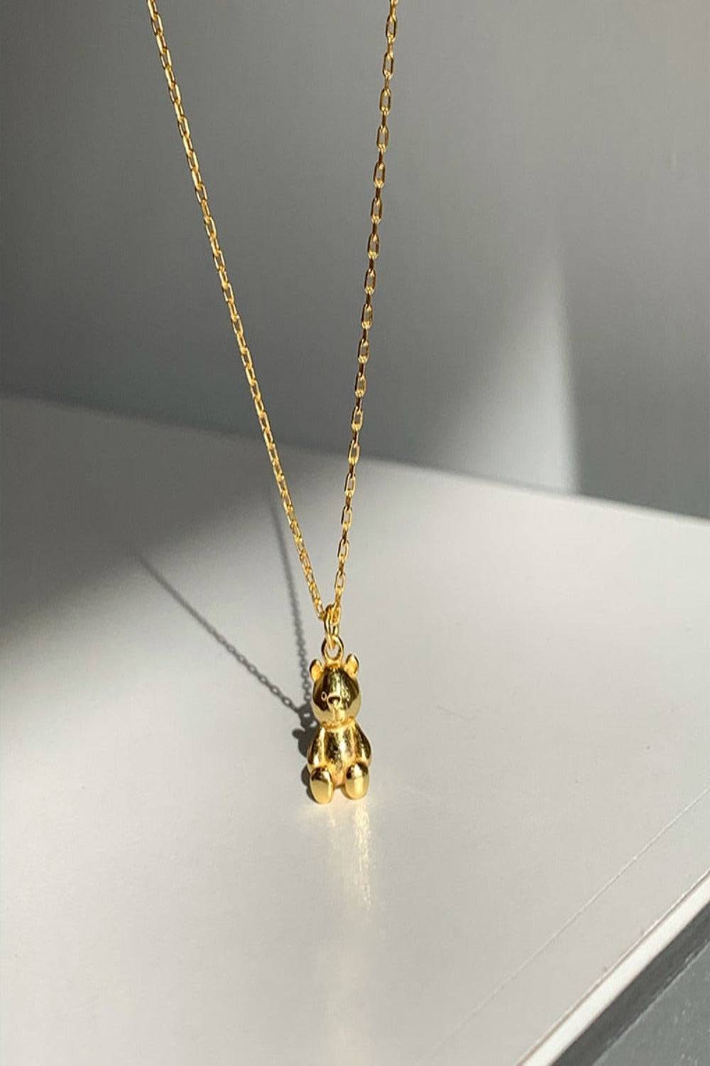 Gold Teddy Bear Charm Necklace - TGC Boutique - Gold Necklace