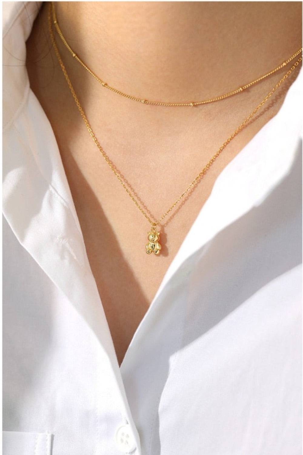 Gold Teddy Bear Charm Necklace - TGC Boutique - Gold Necklace