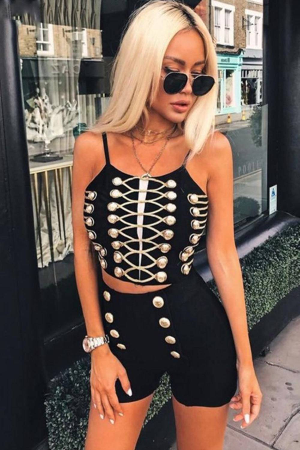 Golden Babe 2-Piece Jumpsuit Set - TGC Boutique - 2 Piece Set